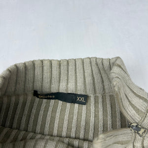 Beige zip up ribbed jumper (XXL)