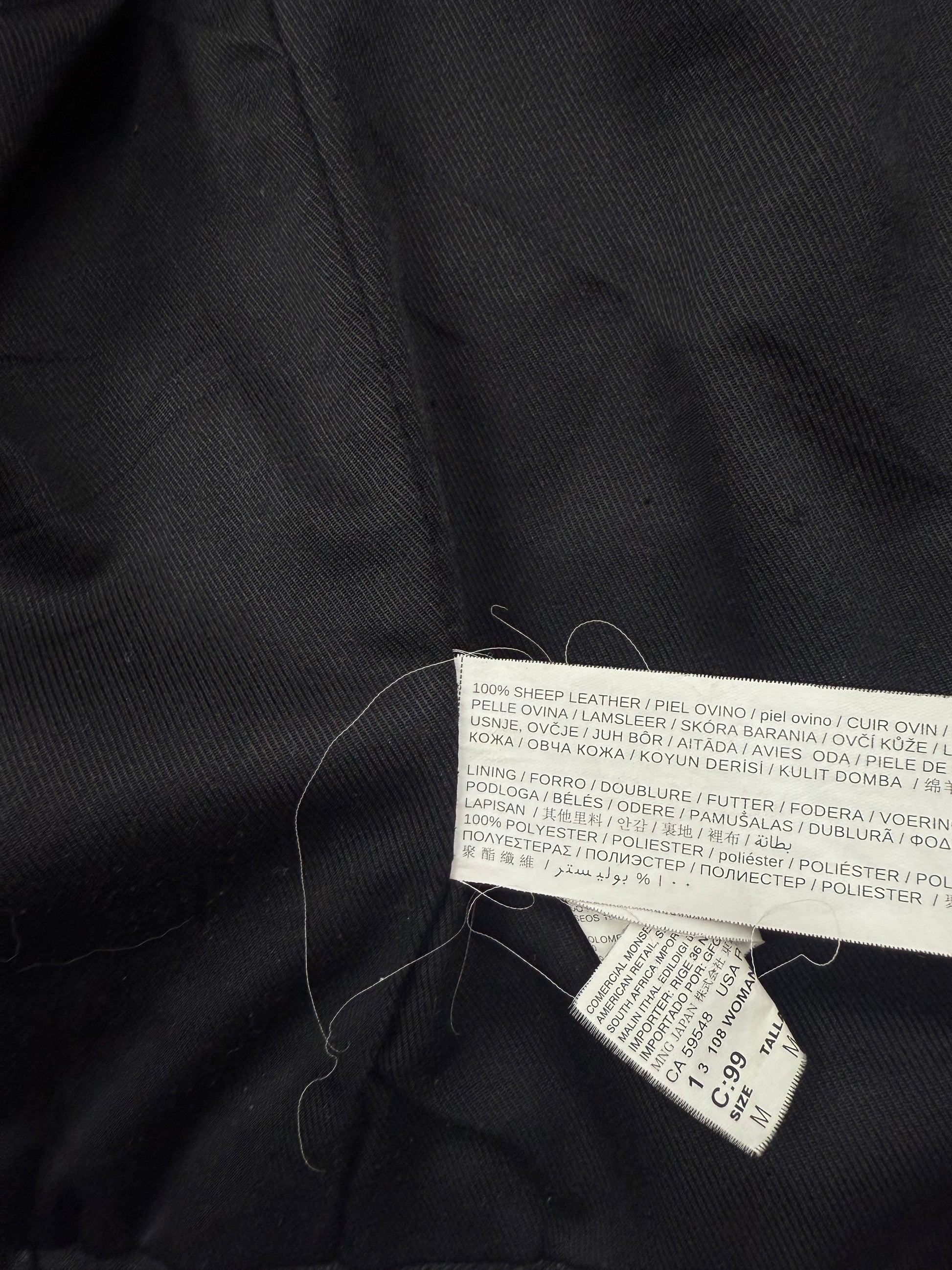 Black real leather zip up biker jacket (M)