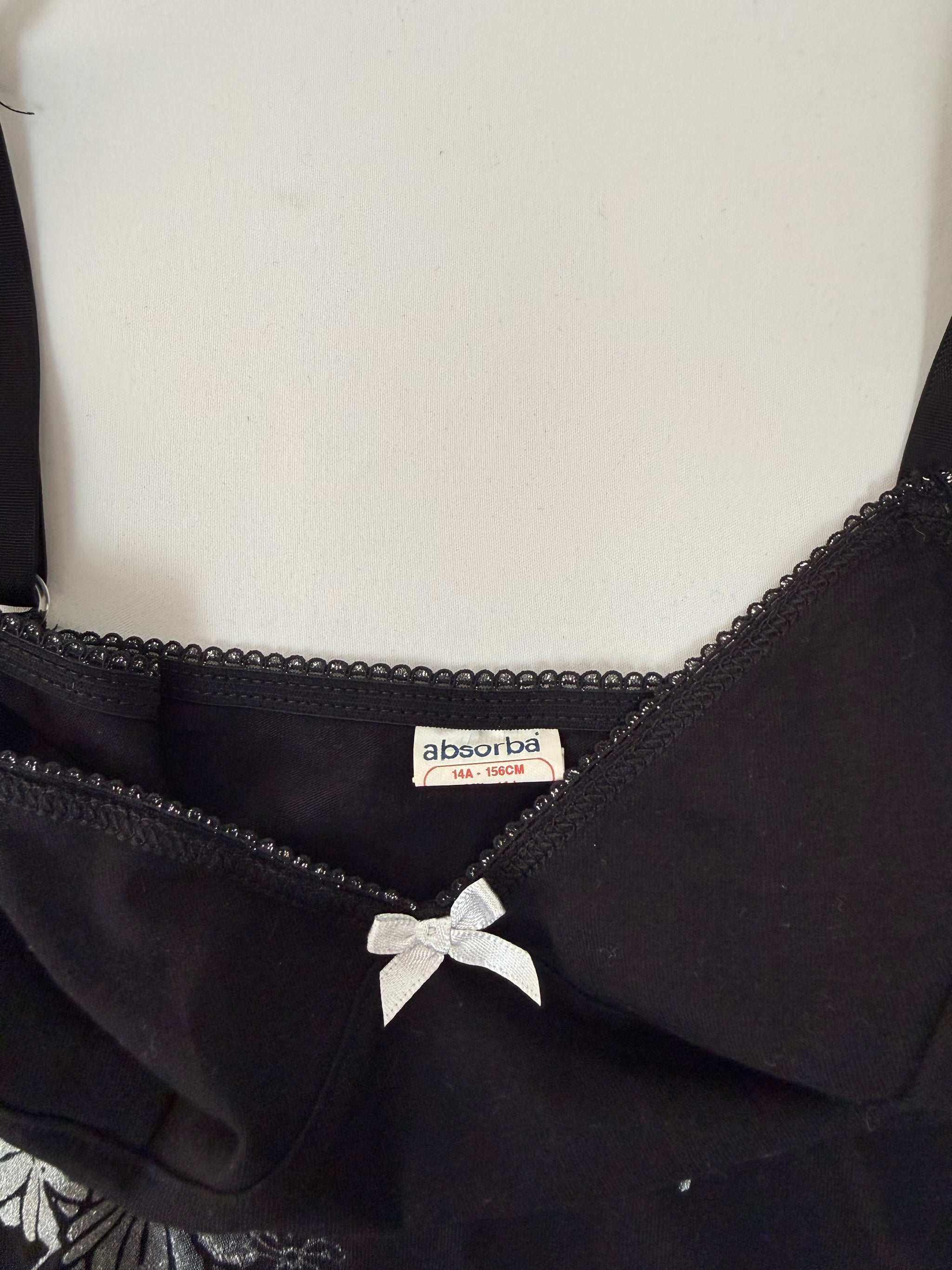 Black cotton graphic top (S)