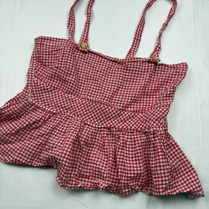 Red check print cotton cami top (L)