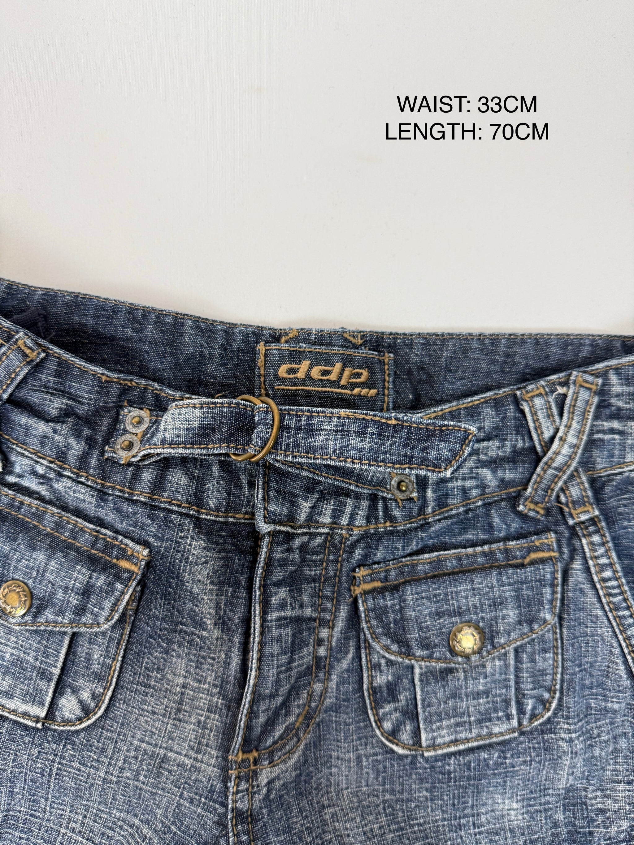 Blue denim cargo capri pants (XS)