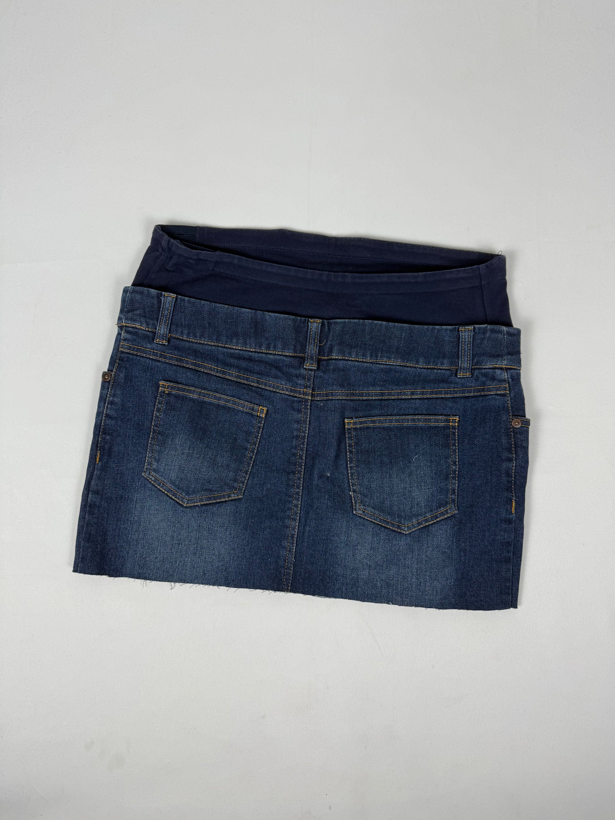 Blue denim low rise mini skirt (M/L)