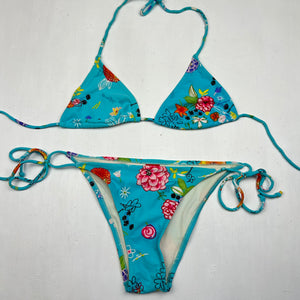 Blue floral bikini set (M)