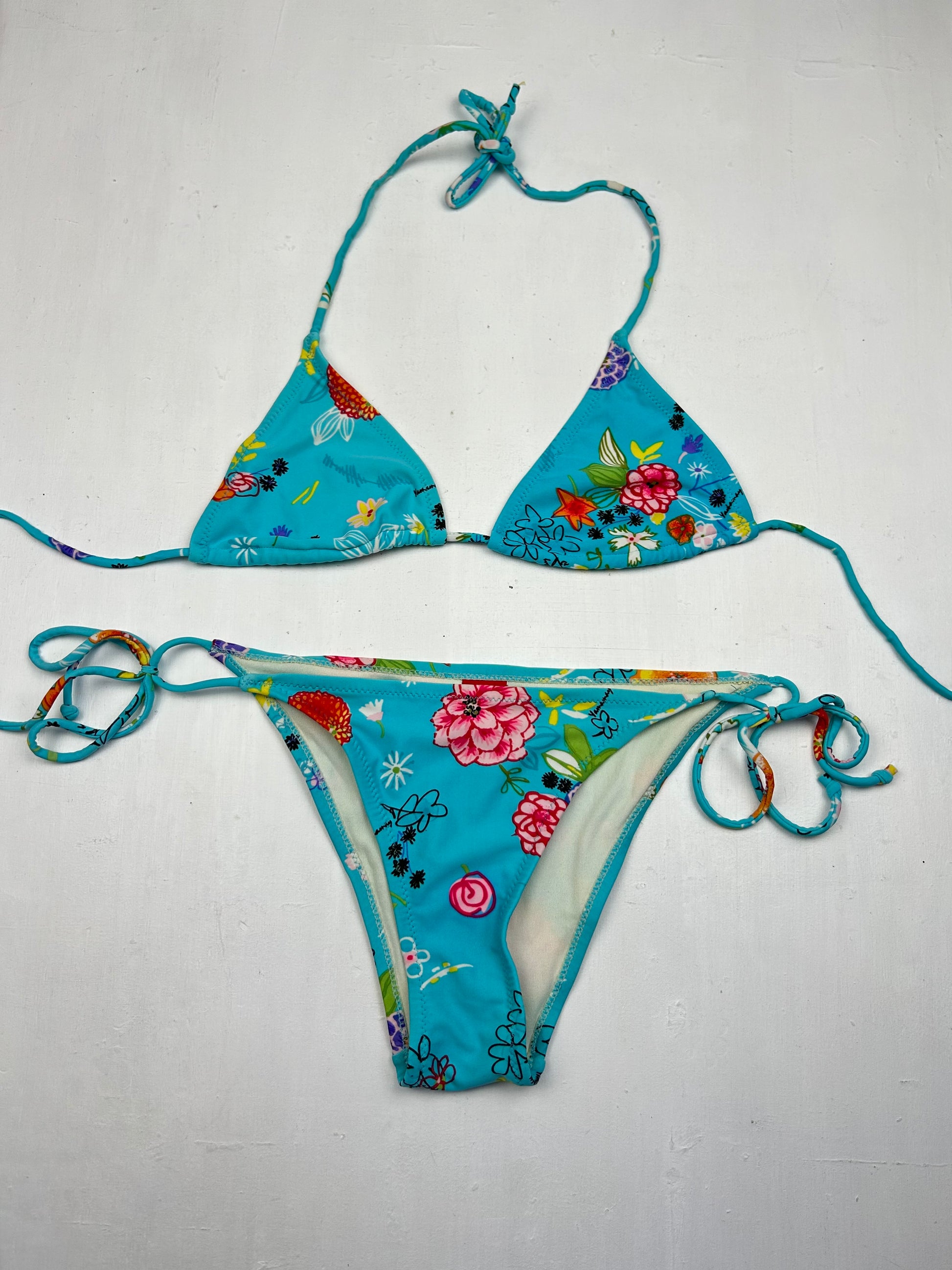 Blue floral bikini set (M)