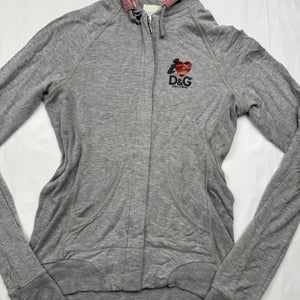 Grey tight fit super stretchy zip up hoodie (S/M)