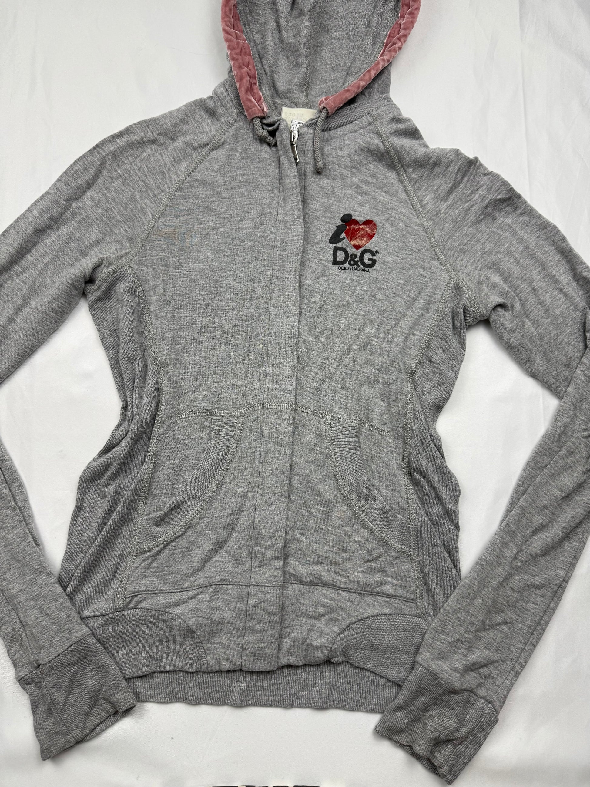 Grey tight fit super stretchy zip up hoodie (S/M)