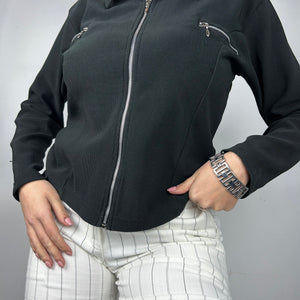 Black zip up cotton biker jacket (M/L)