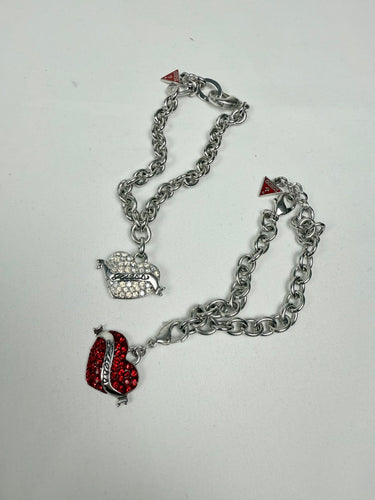 Silver rhinestones heart charms strass chain bracelet
