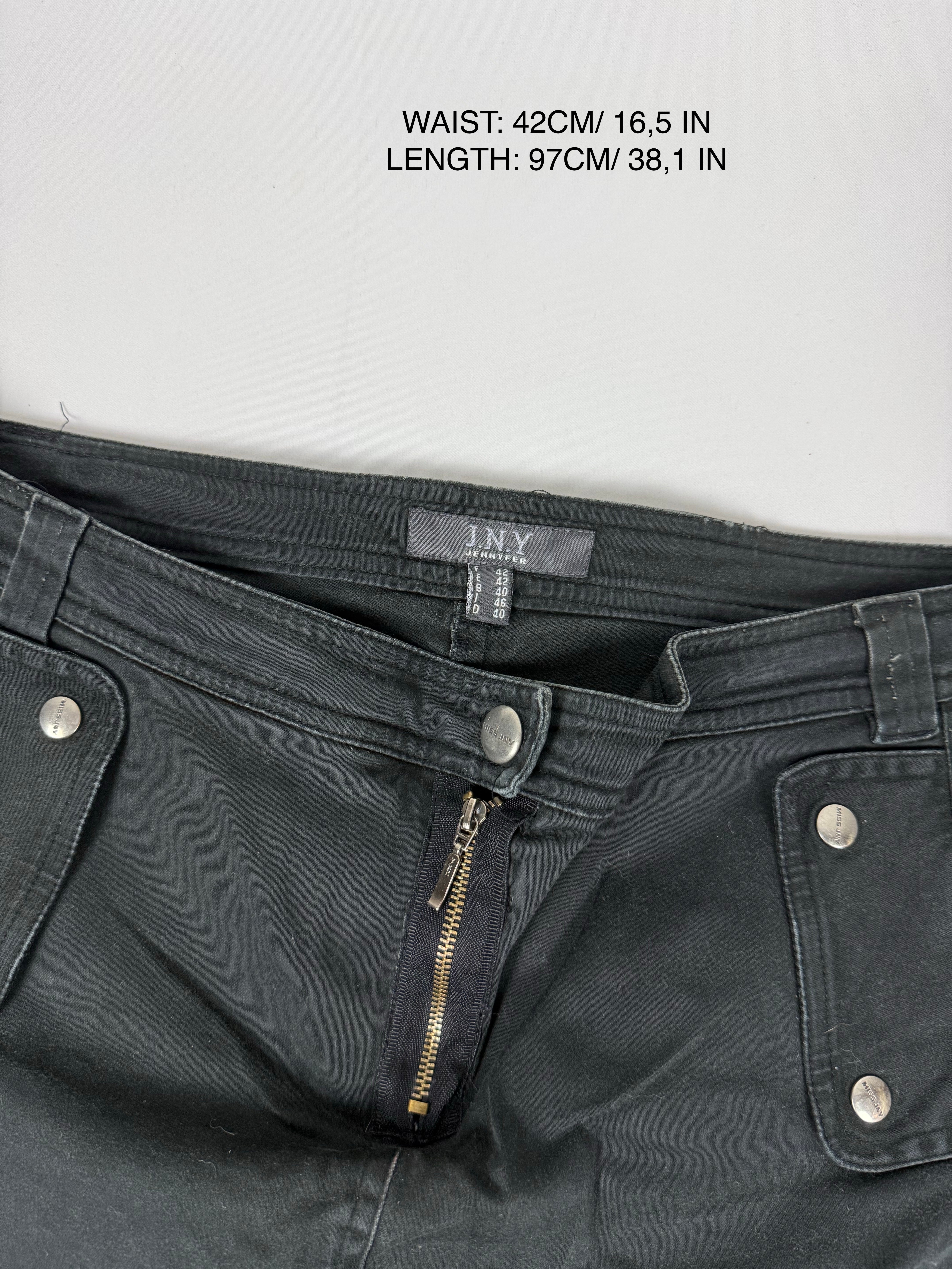 Black denim low waist baggy pants with mini skirt (M/L)