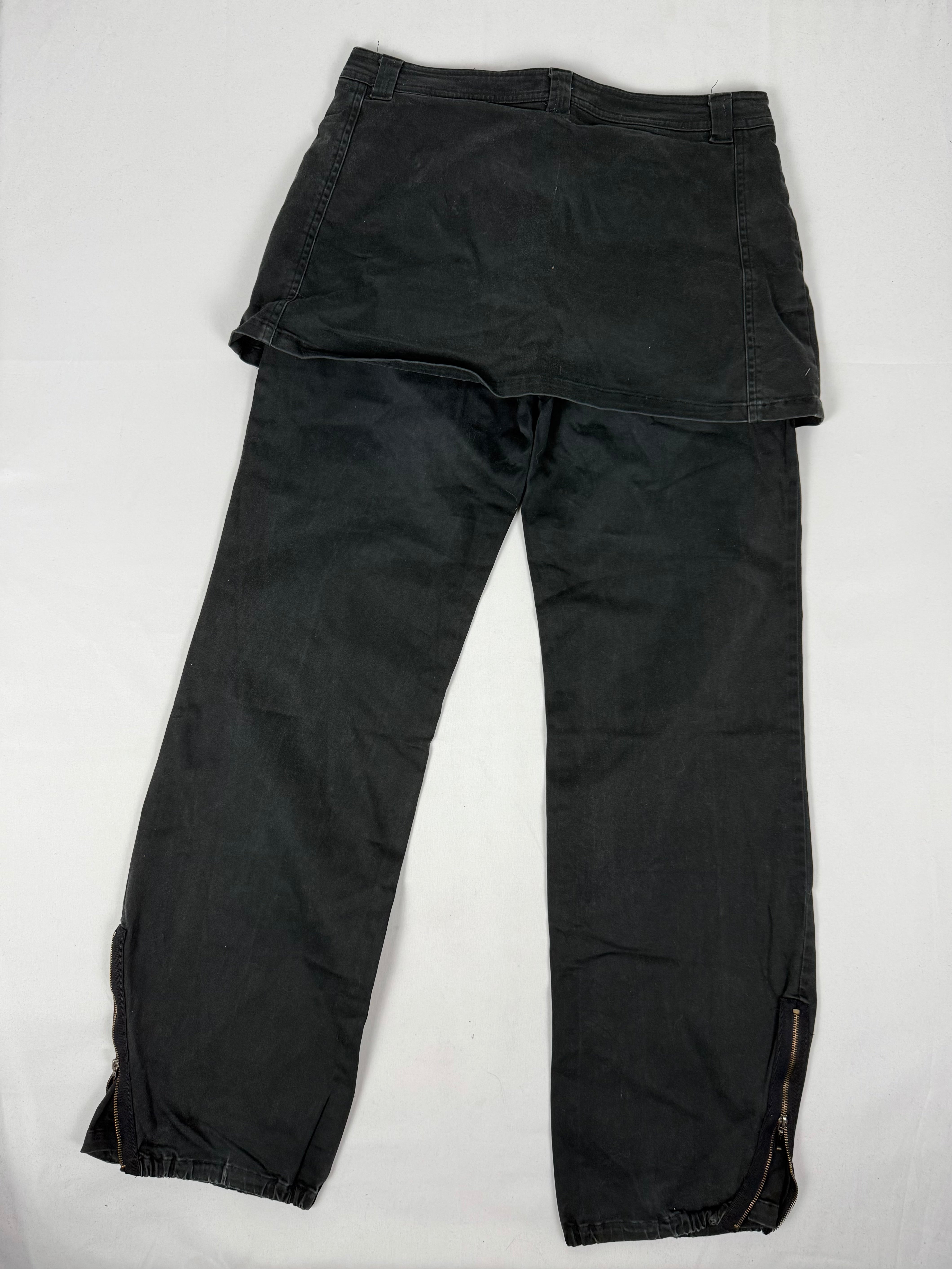 Black denim low waist baggy pants with mini skirt (M/L)