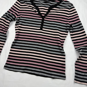 Pink striped 100% cotton long sleeves top (M)