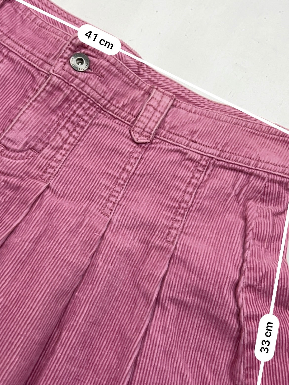 Velvet ribbed denim low rise pleated mini skirt (L)