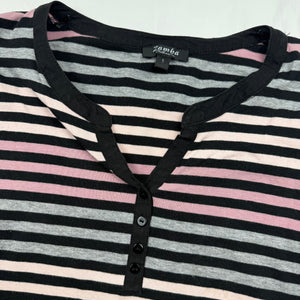 Pink striped 100% cotton long sleeves top (M)