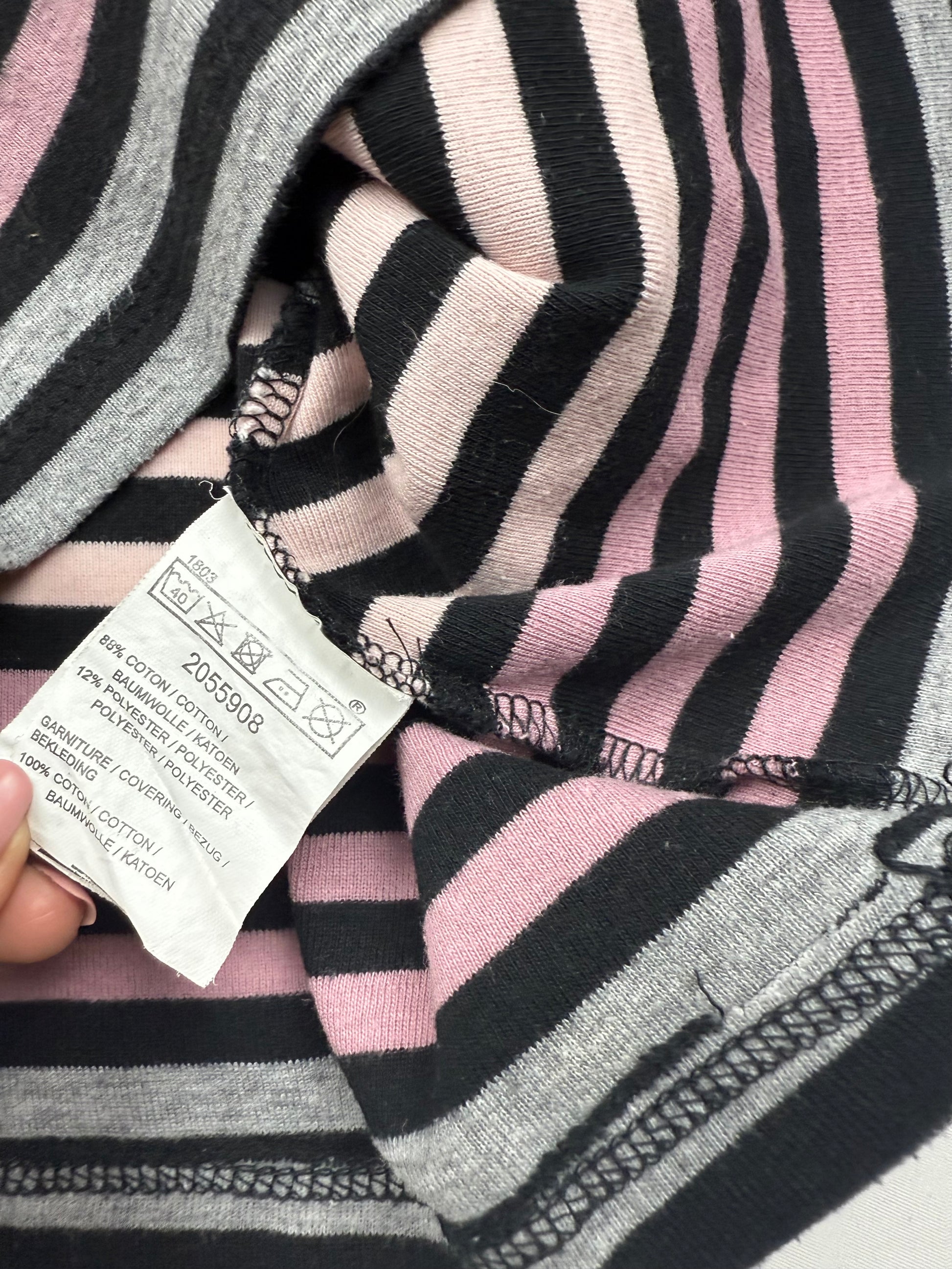 Pink striped 100% cotton long sleeves top (M)