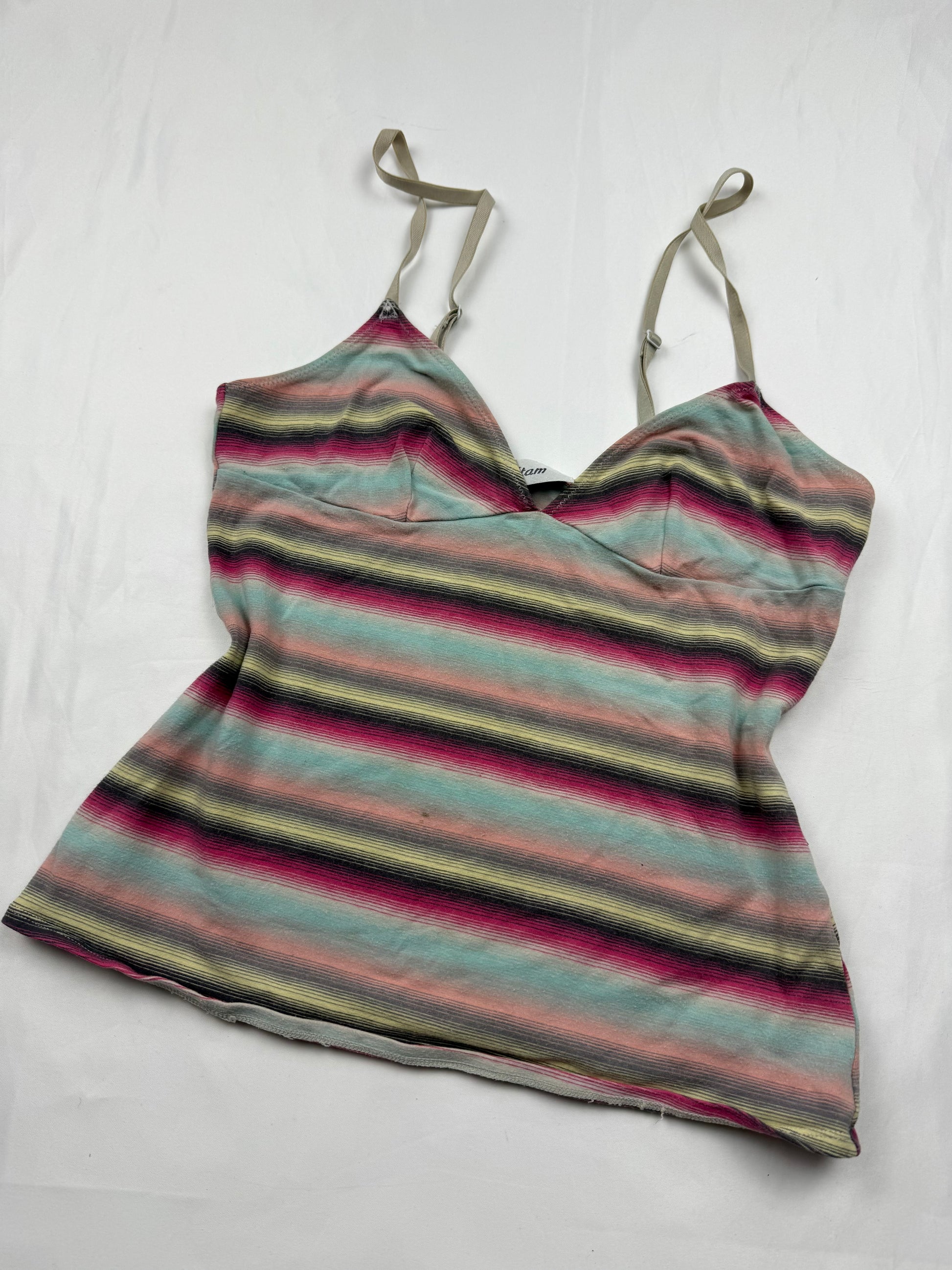 Multicolor striped cotton tight fit cami top (S/M)