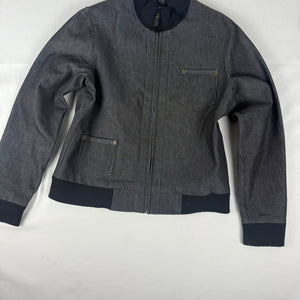 Grey denim cotton zip up jacket (L)