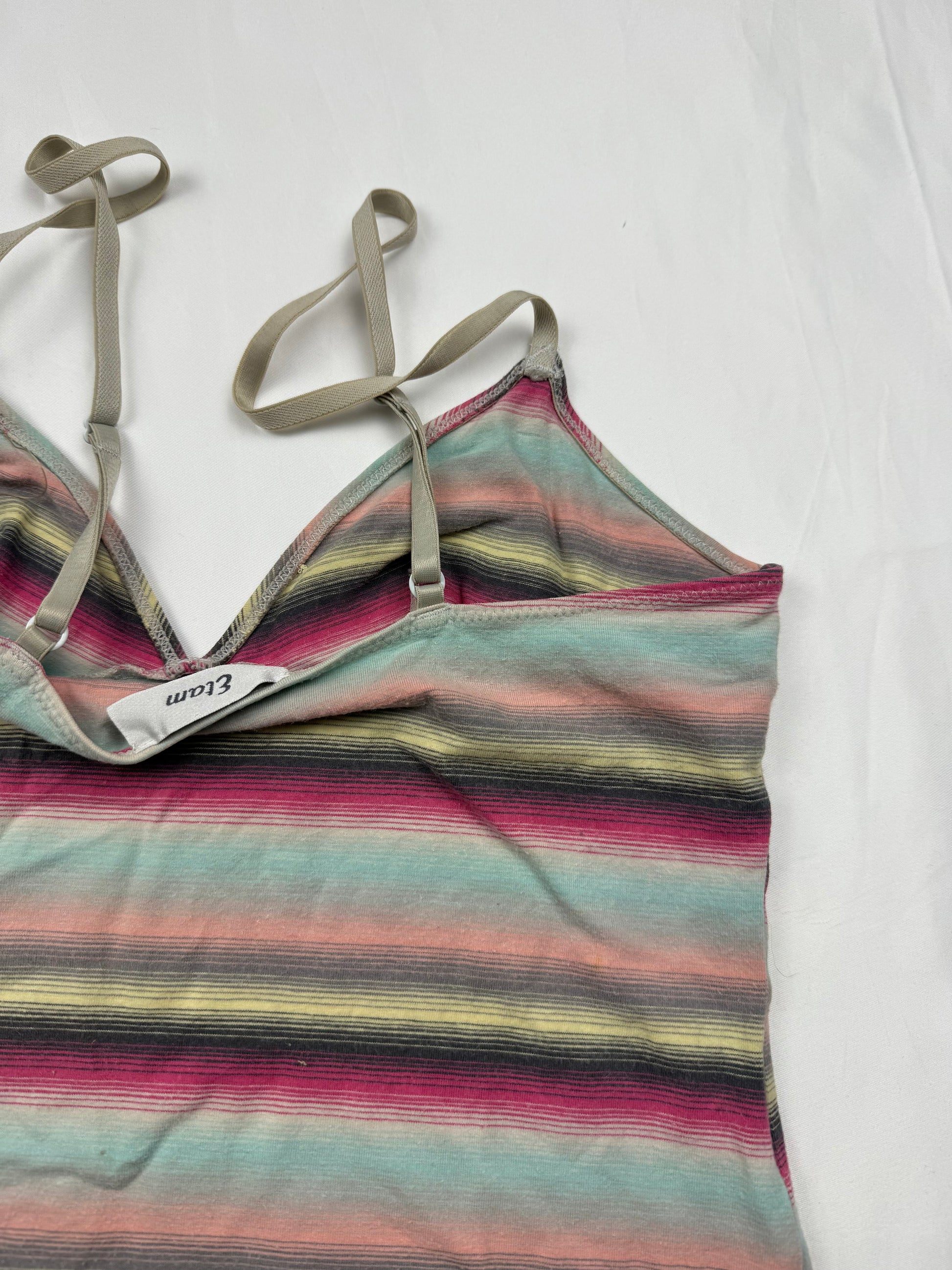 Multicolor striped cotton tight fit cami top (S/M)
