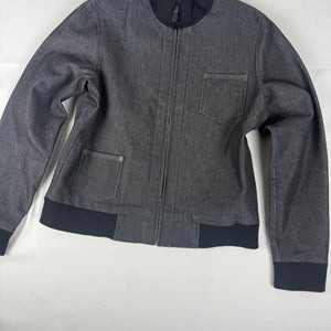 Grey denim cotton zip up jacket (L)