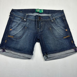 Navy denim low rise mini short (M)