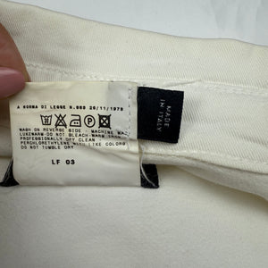 White denim zip up tight fit biker jacket (S/M)