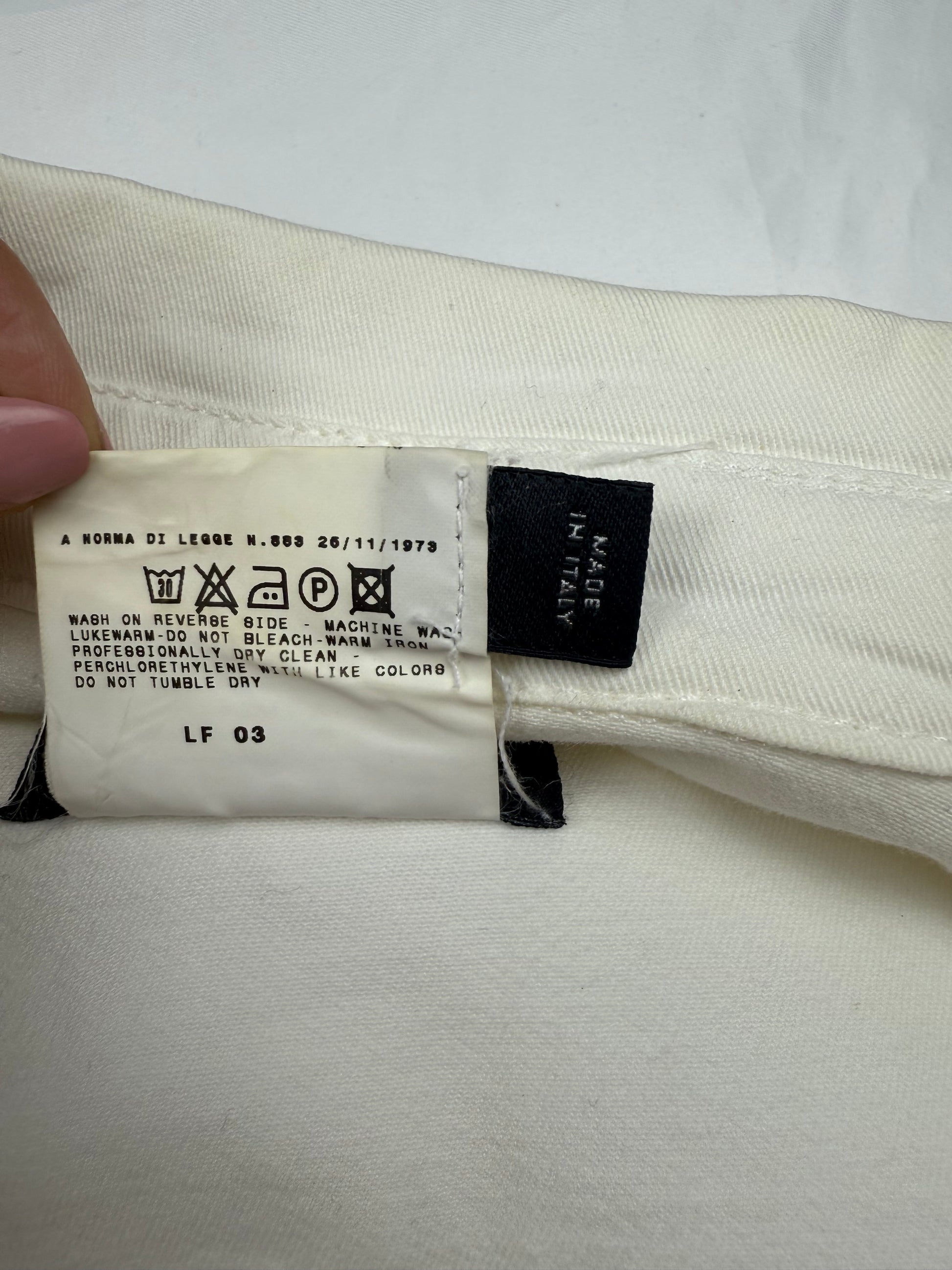 White denim zip up tight fit biker jacket (S/M)