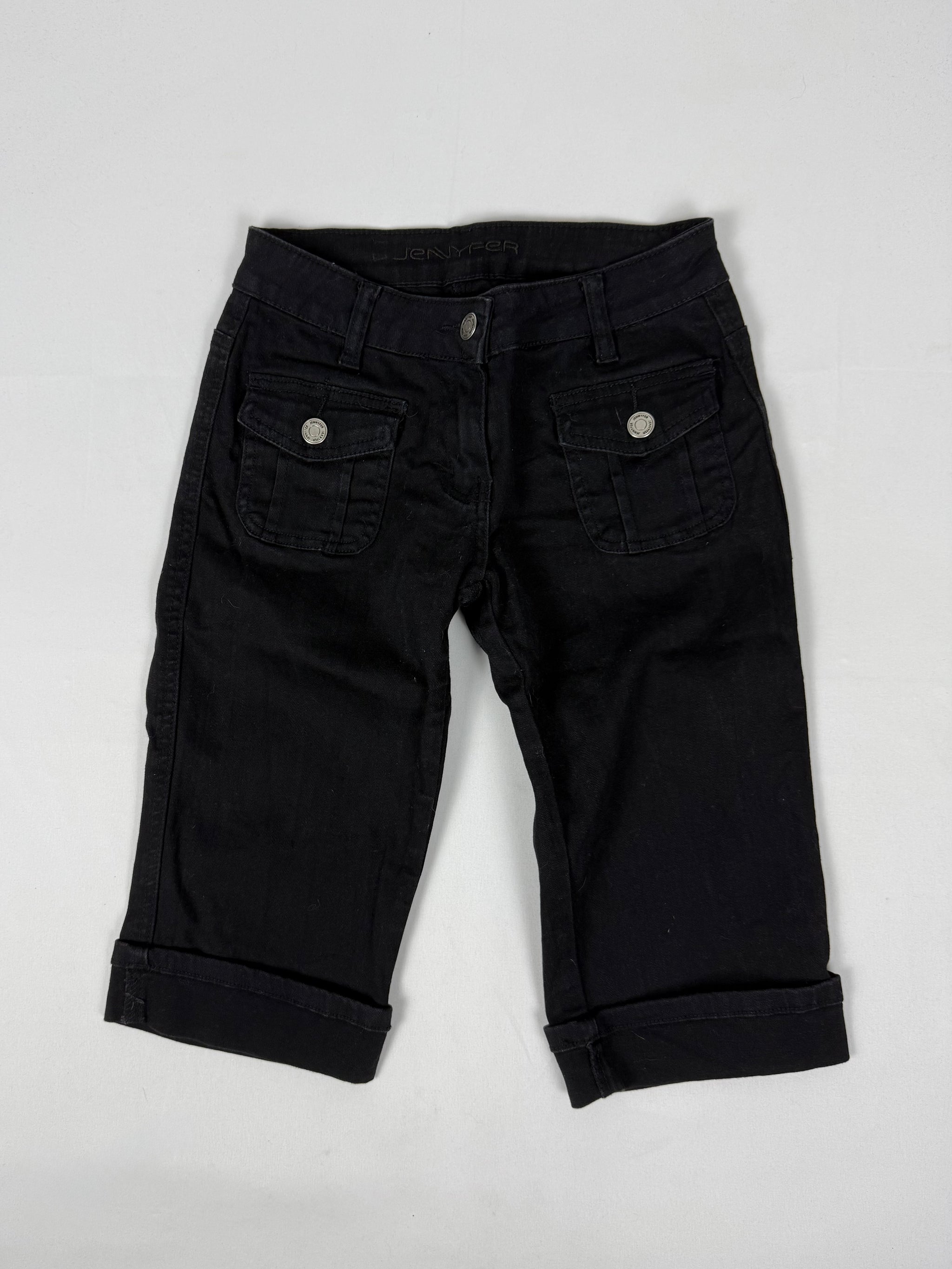 Black low rise denim capri pants (S)