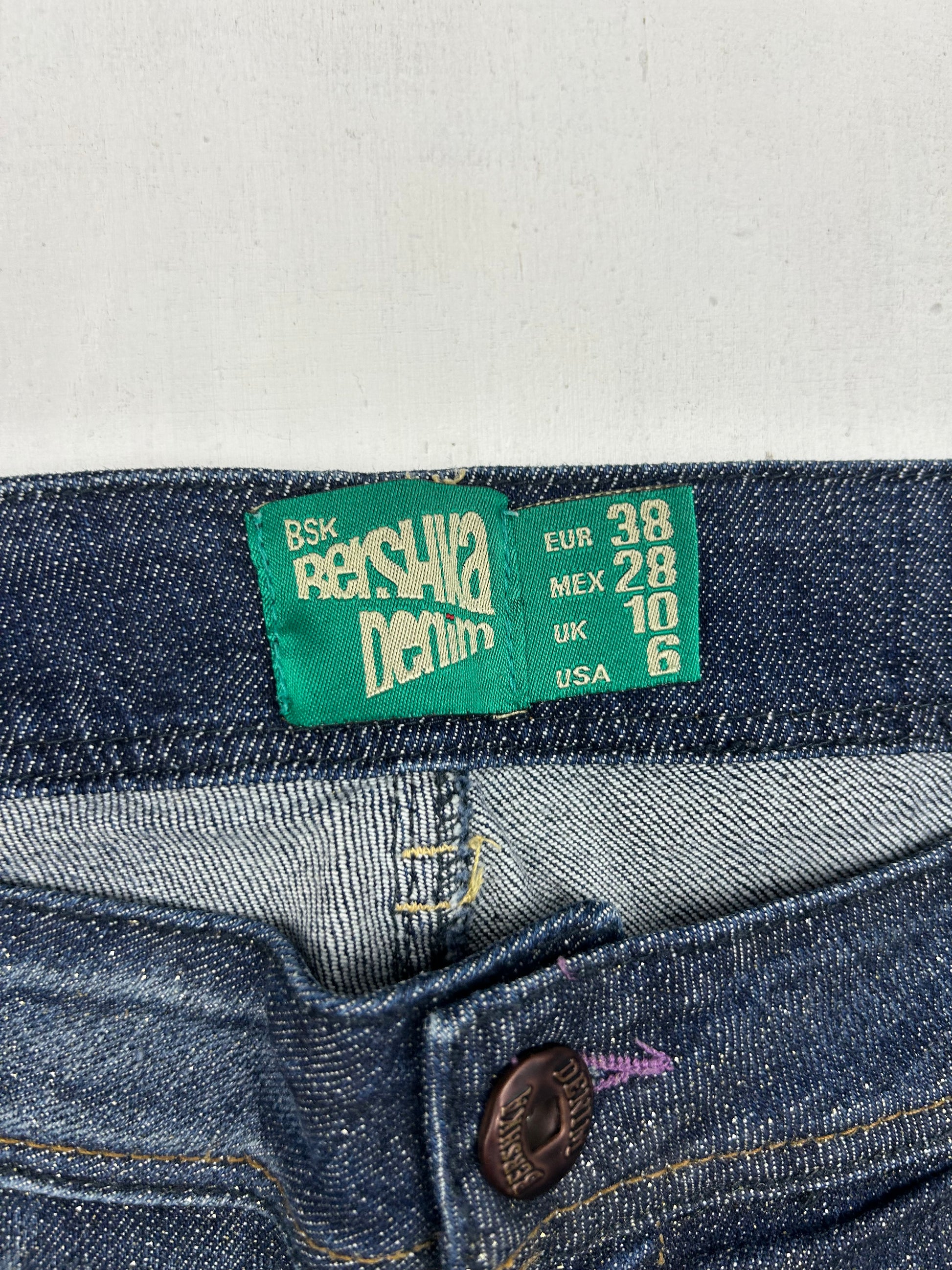 Navy denim low rise mini short (M)