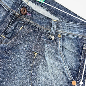 Navy denim low rise mini short (M)