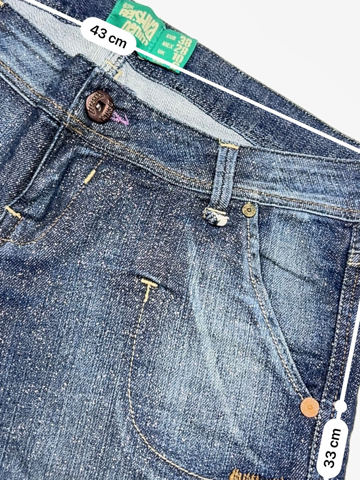 Navy denim low rise mini short (M)