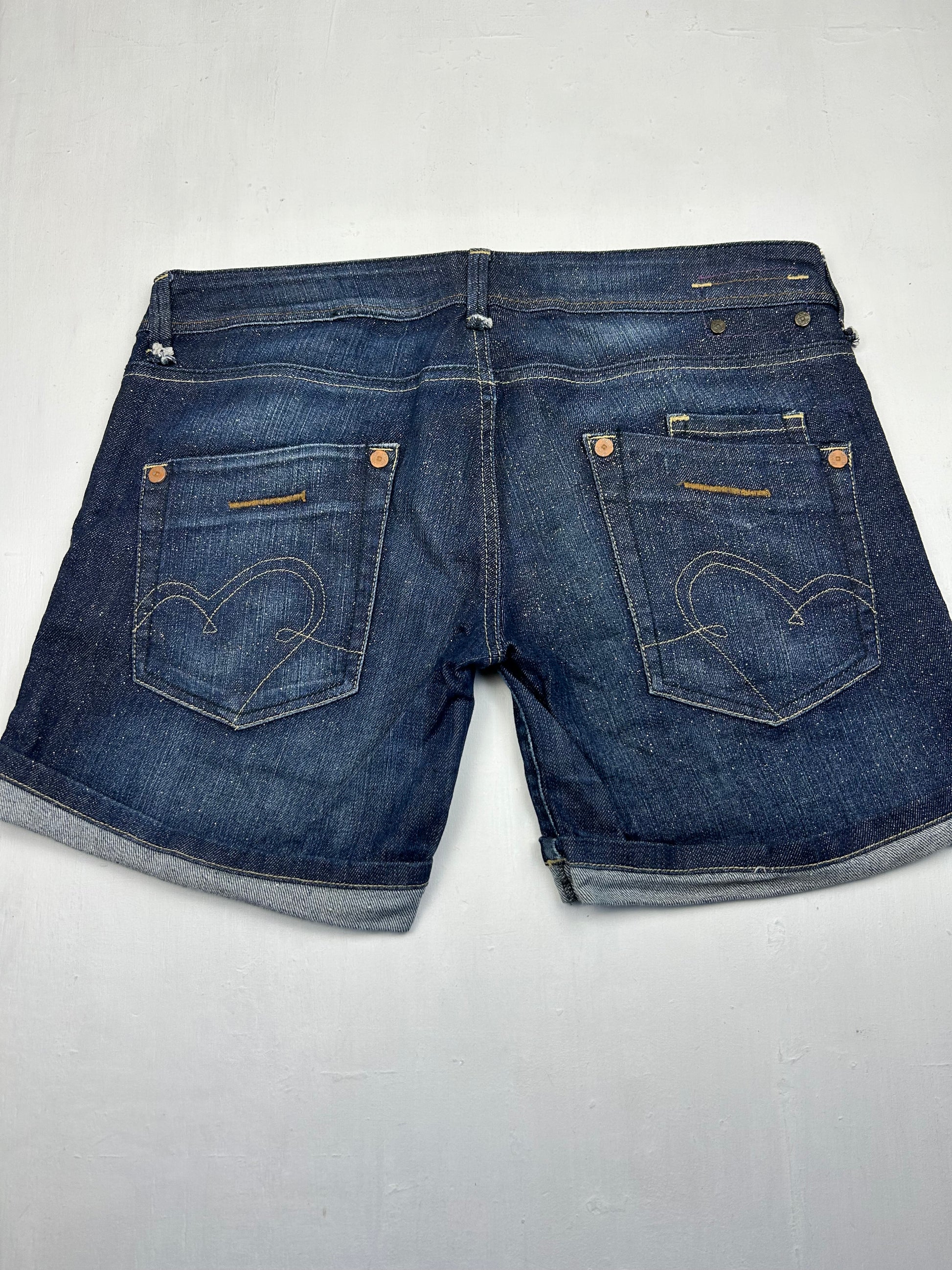 Navy denim low rise mini short (M)