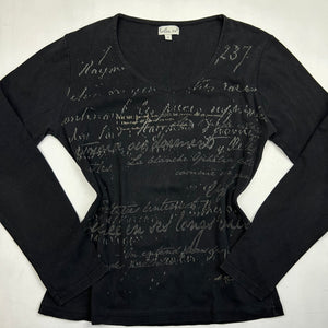 Black graphic long sleeves top (M)