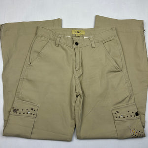 Beige  low rise cargo baggy pants (S)