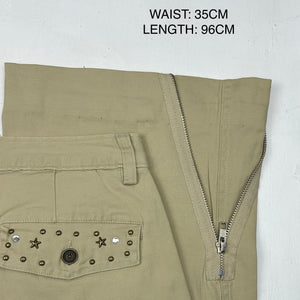 Beige  low rise cargo baggy pants (S)