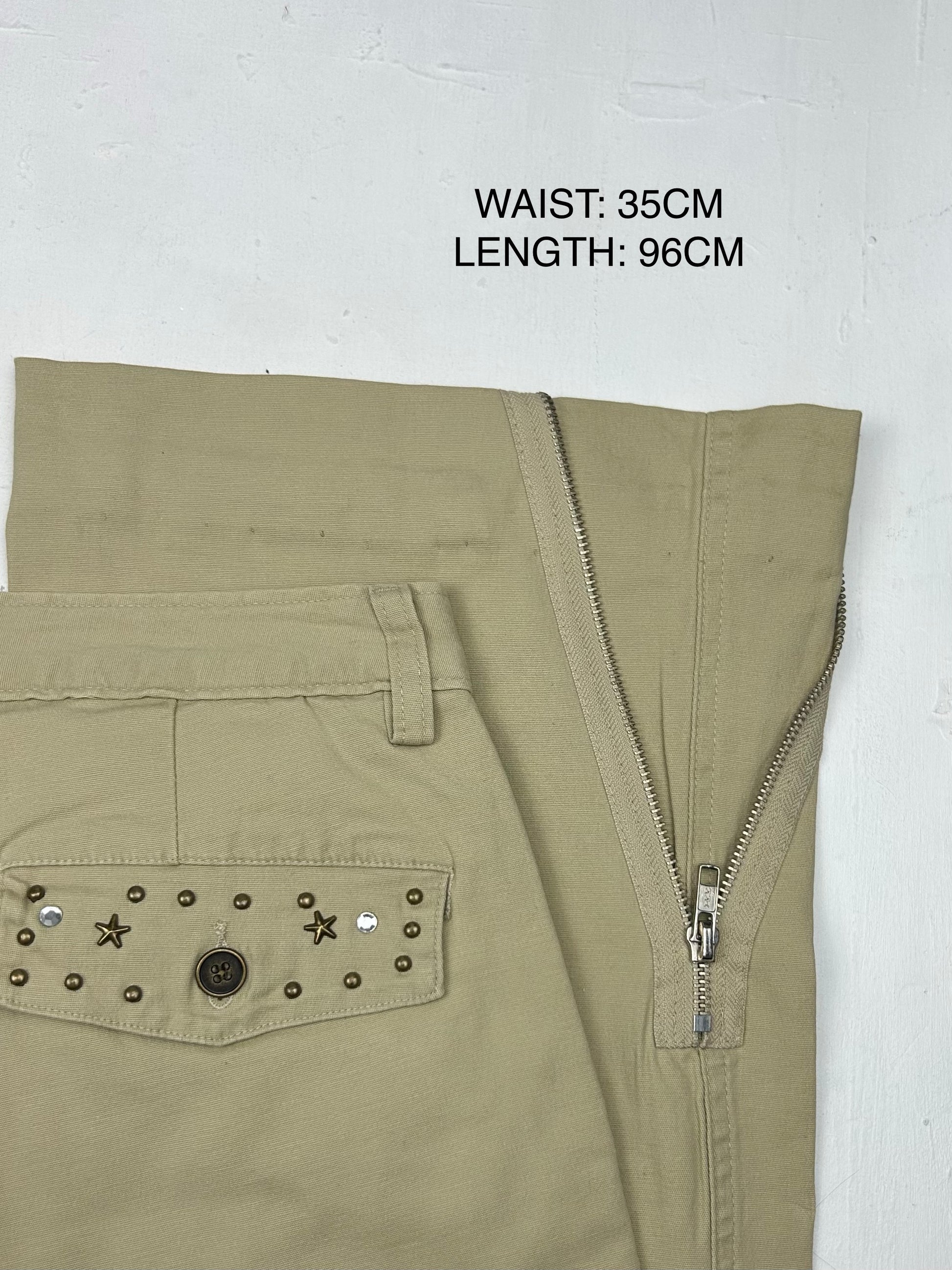 Beige  low rise cargo baggy pants (S)
