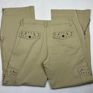 Beige  low rise cargo baggy pants (S)