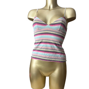 Multicolor striped cotton tight fit cami top (S/M)