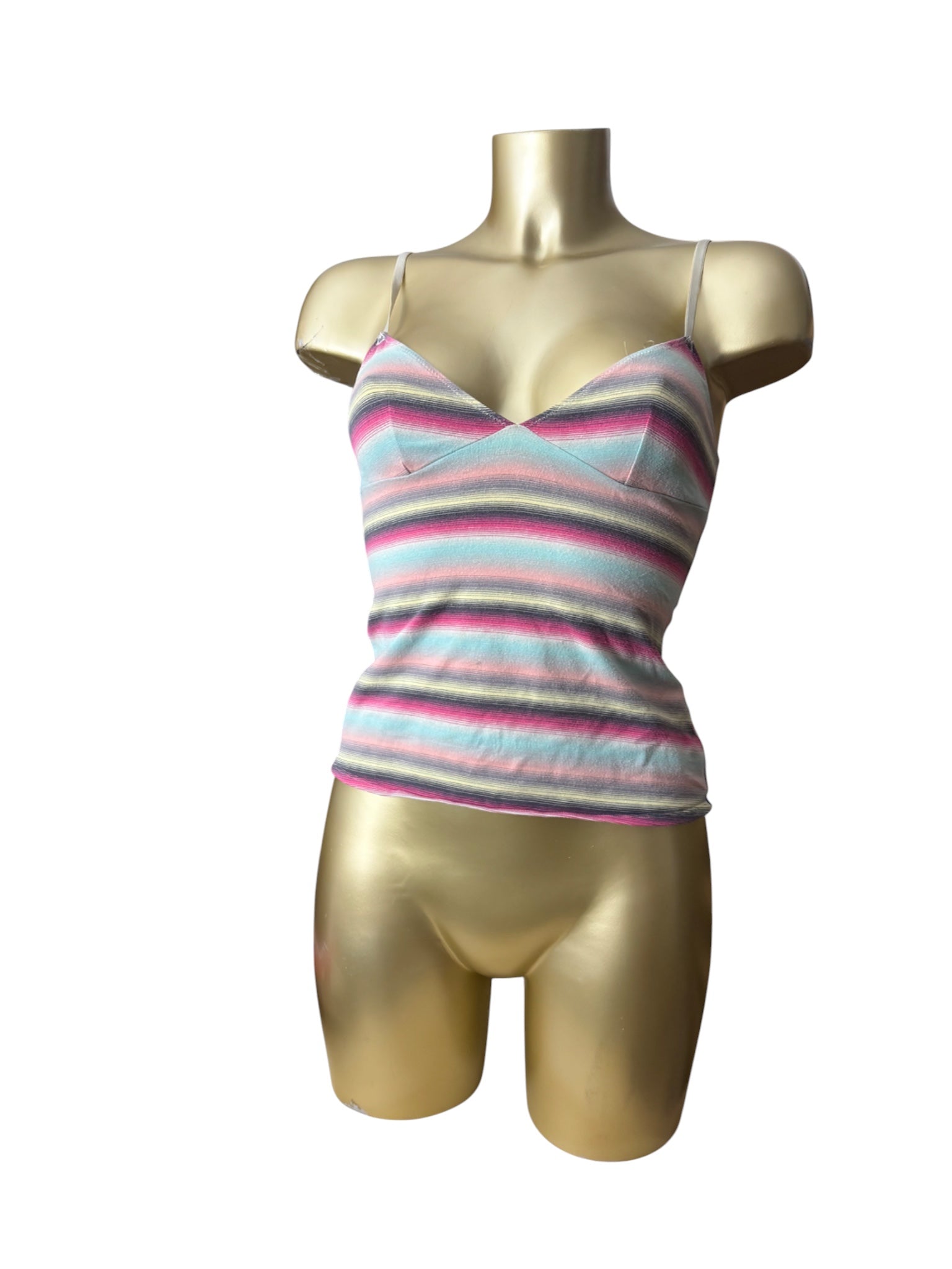 Multicolor striped cotton tight fit cami top (S/M)