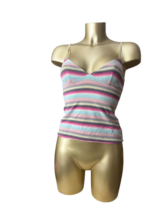 Multicolor striped cotton tight fit cami top (S/M)