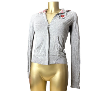 Grey tight fit super stretchy zip up hoodie (S/M)