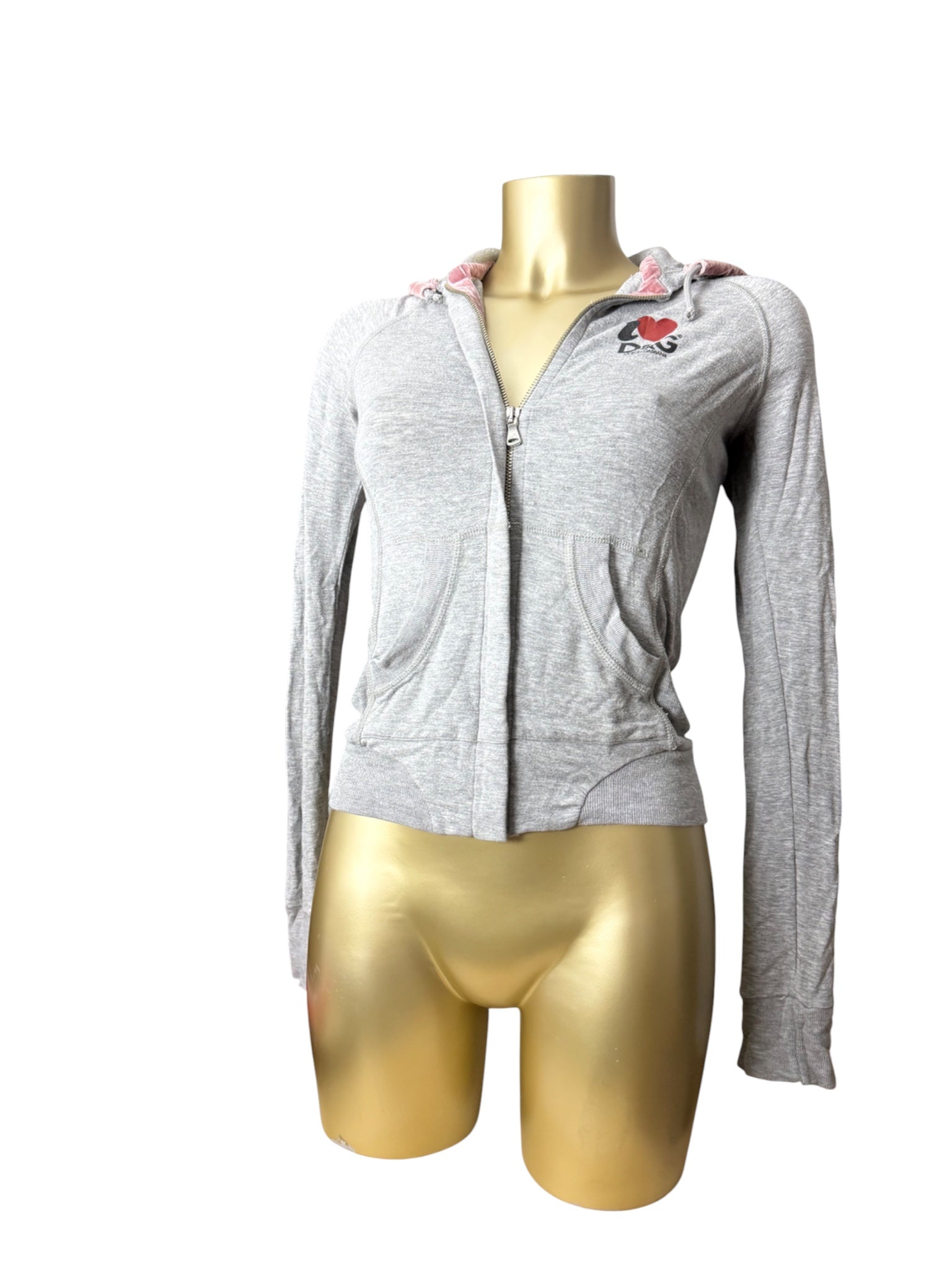 Grey tight fit super stretchy zip up hoodie (S/M)