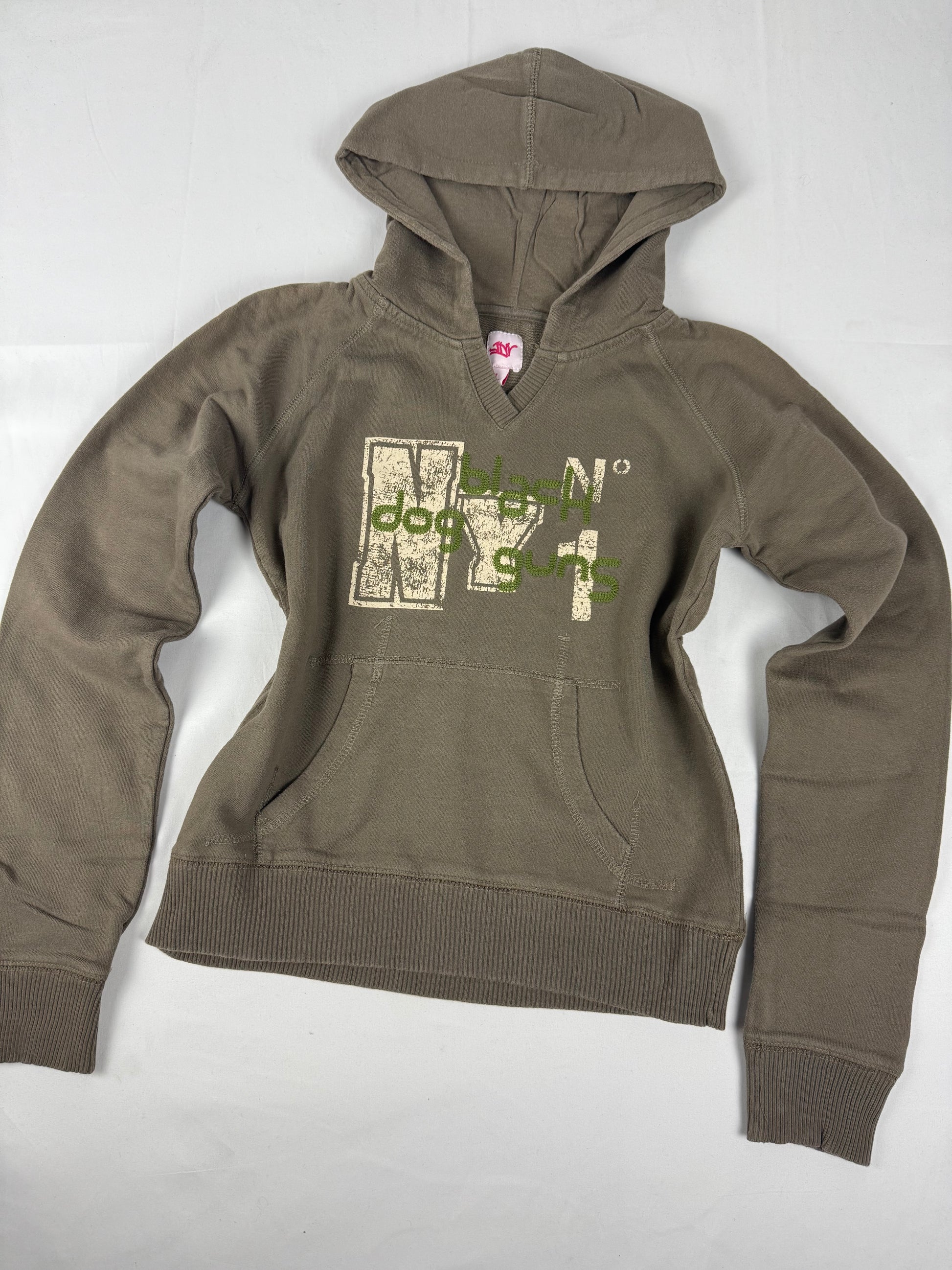Khaki graphic 100% cotton hoodie (L)
