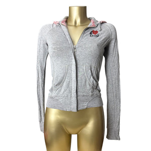 Grey tight fit super stretchy zip up hoodie (S/M)