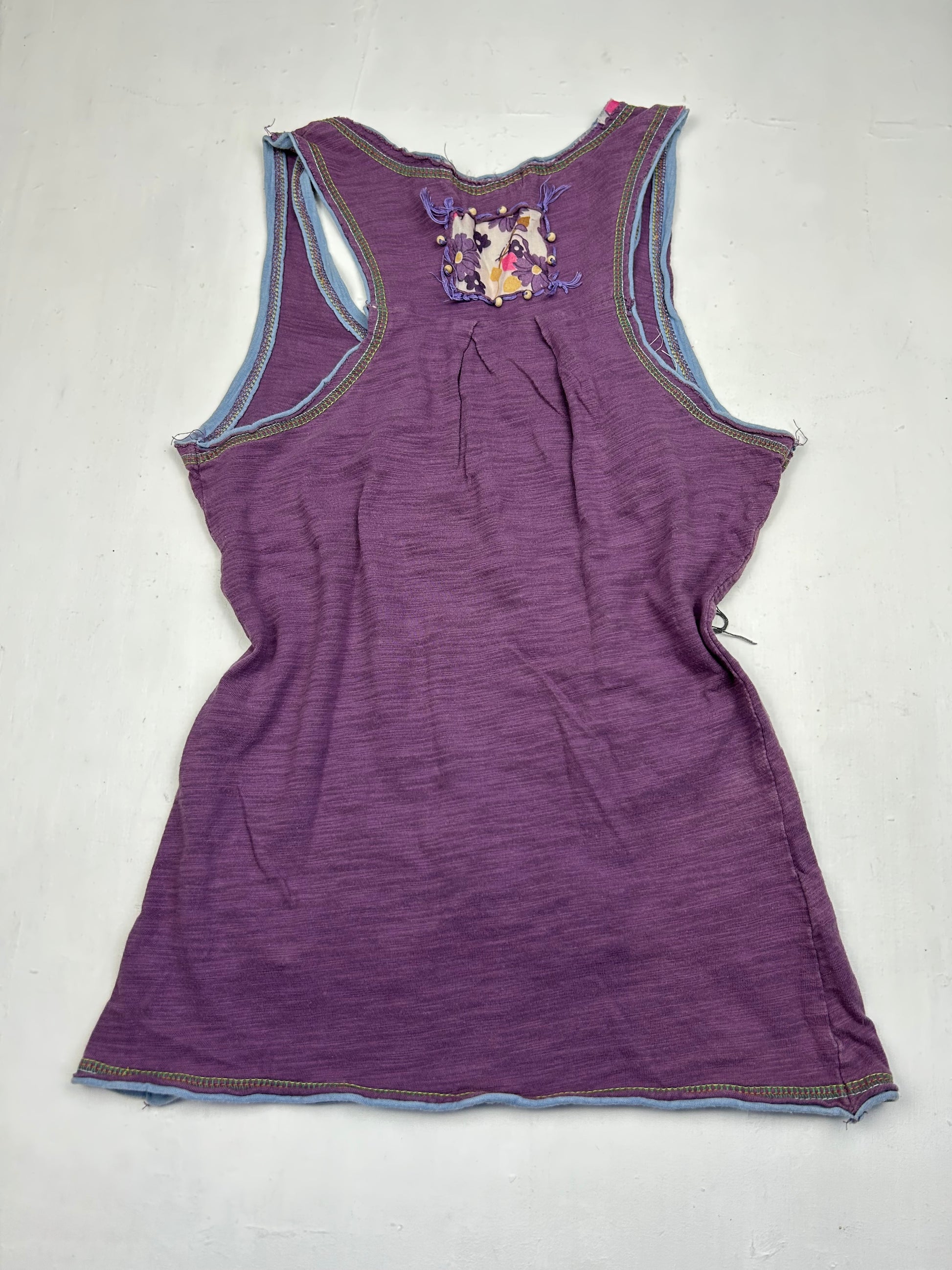 Purple cotton embroidered tank top (S/M)