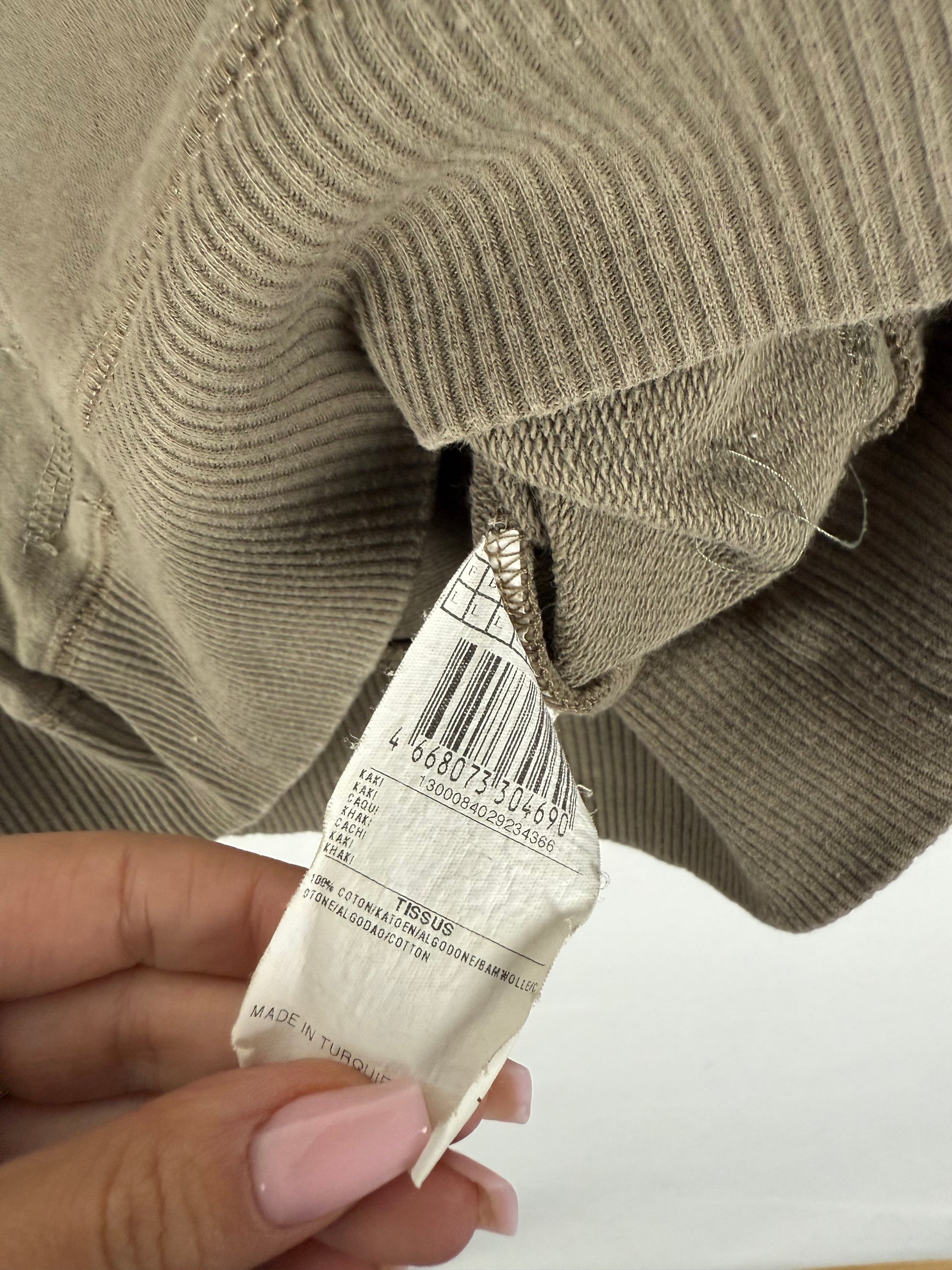 Khaki graphic 100% cotton hoodie (L)