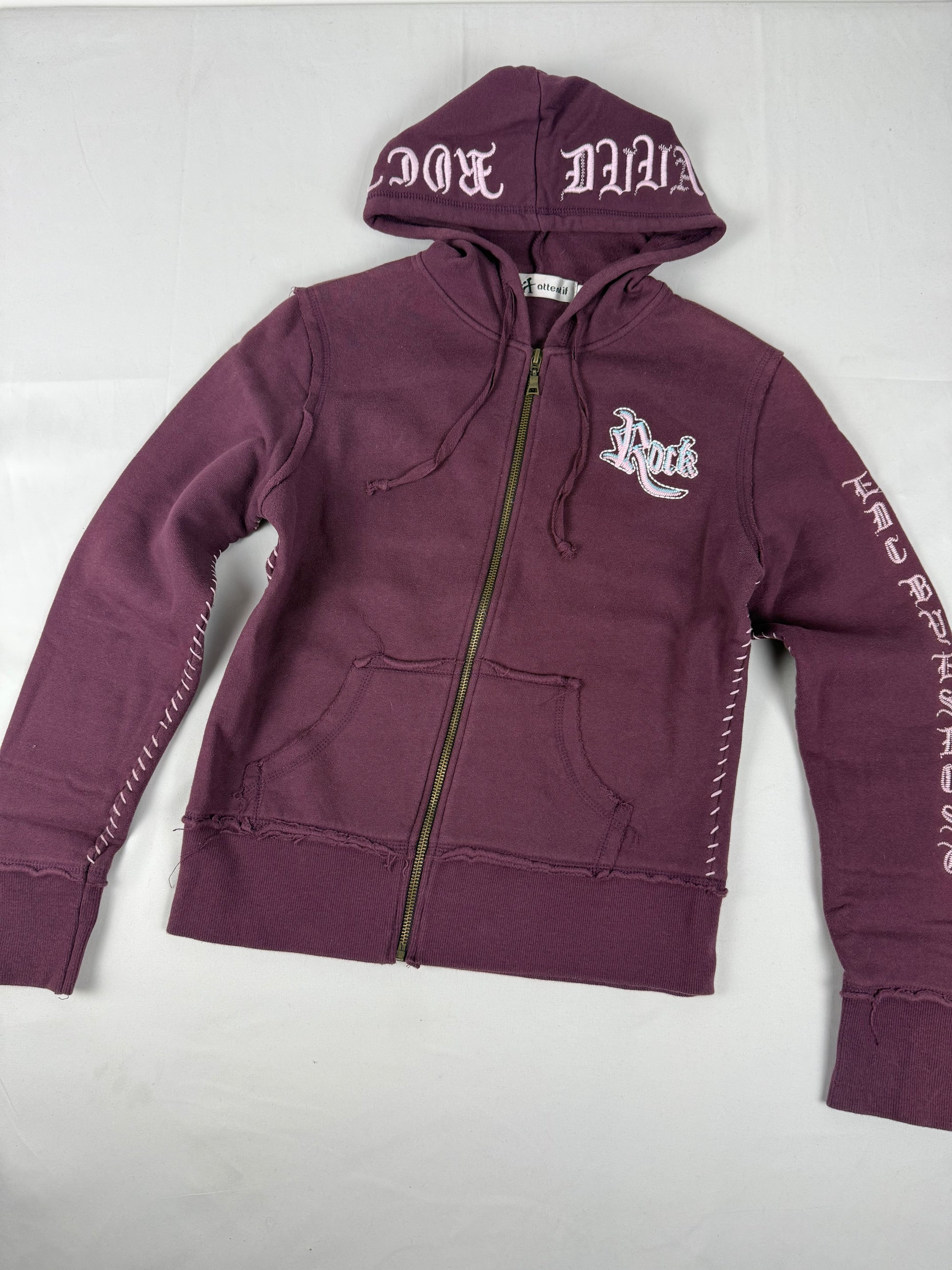 Purple cotton zip up hoodie (S/M)