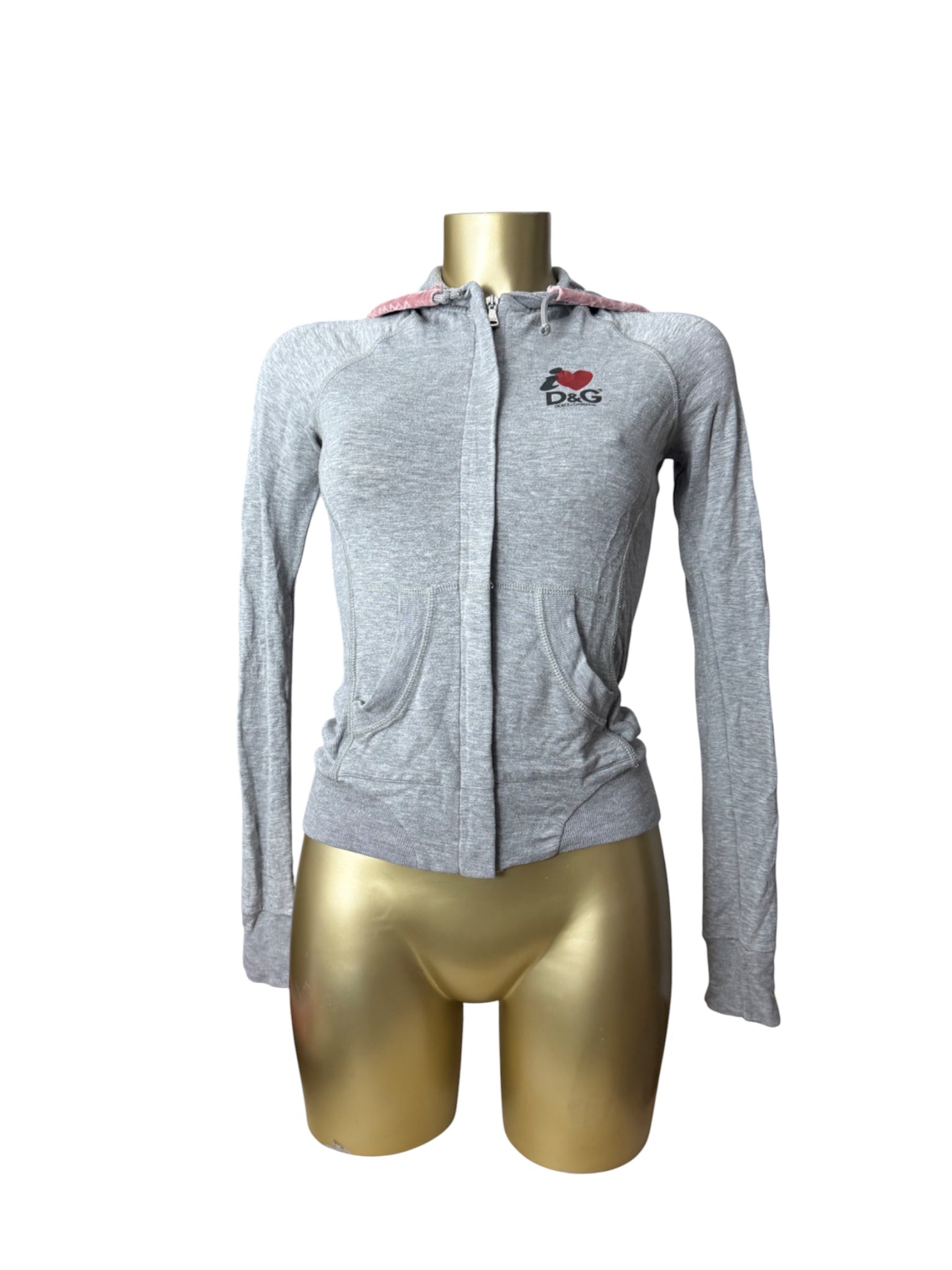 Grey tight fit super stretchy zip up hoodie (S/M)