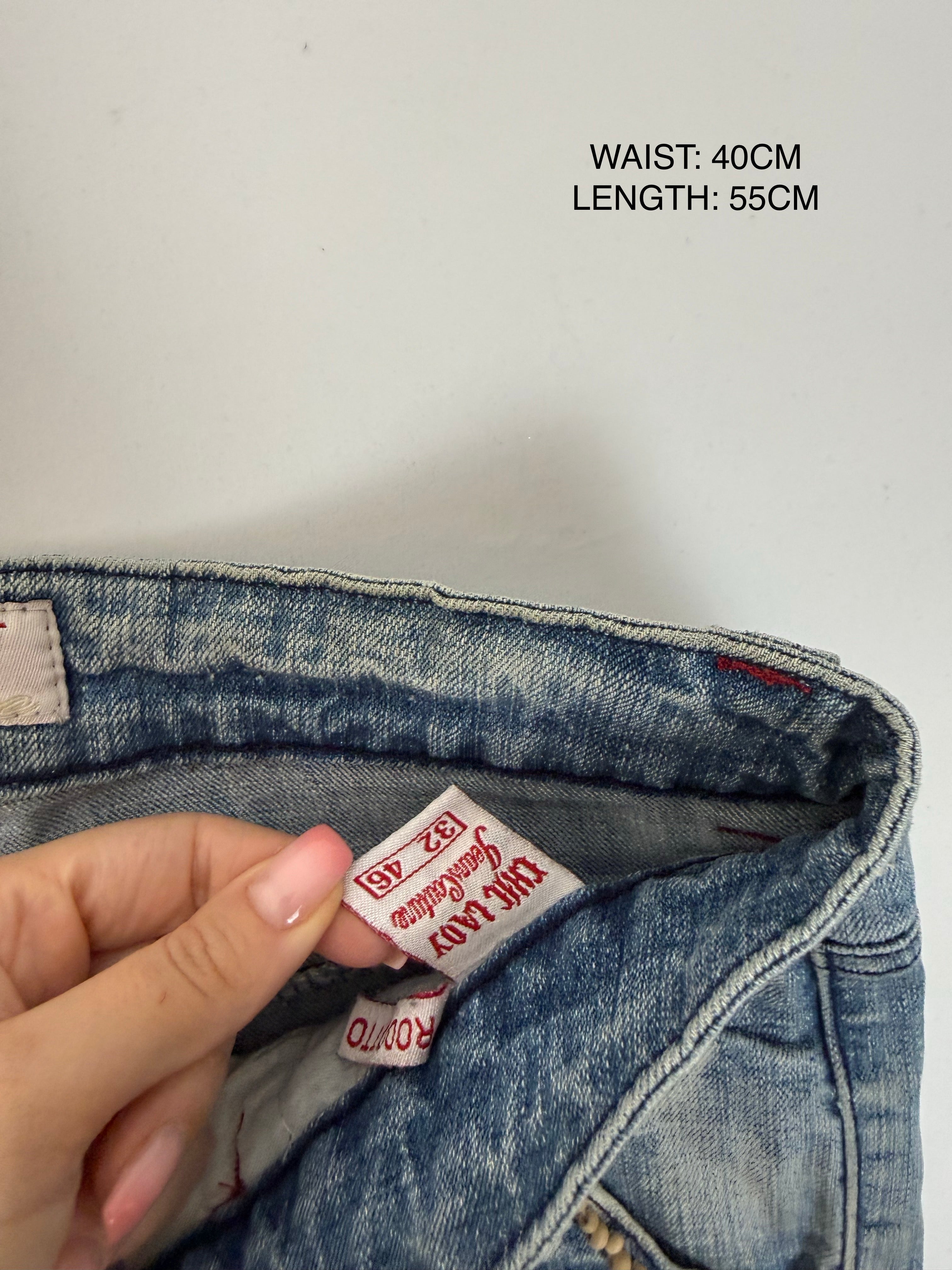 Blue denim capri pants (L)