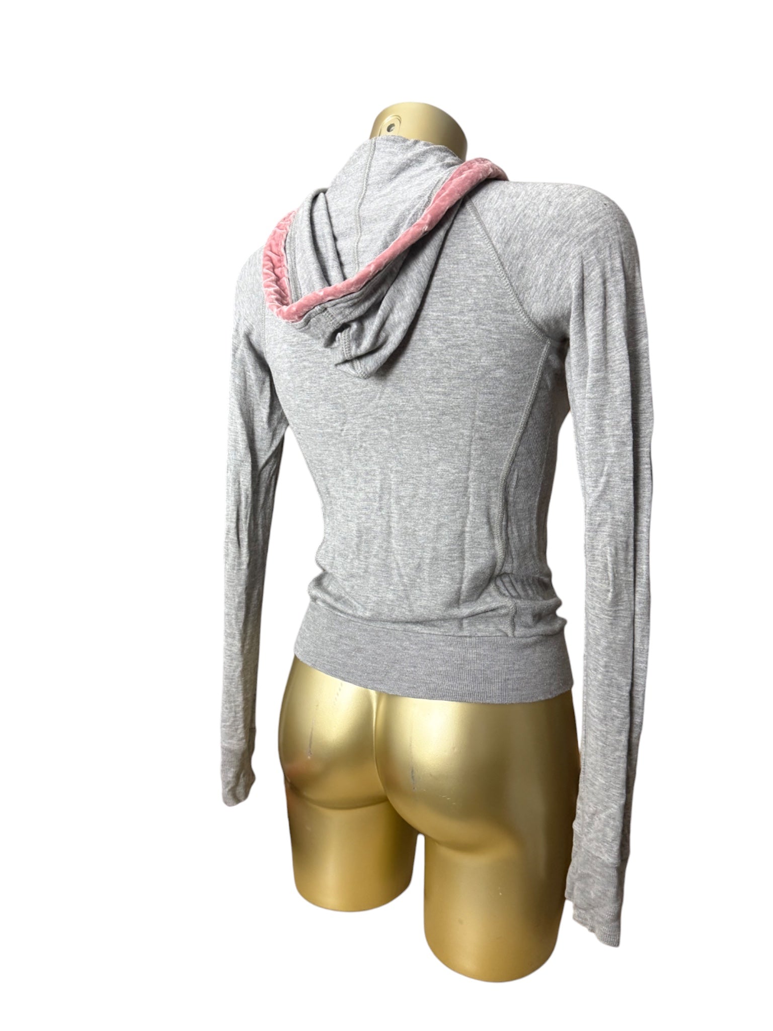 Grey tight fit super stretchy zip up hoodie (S/M)