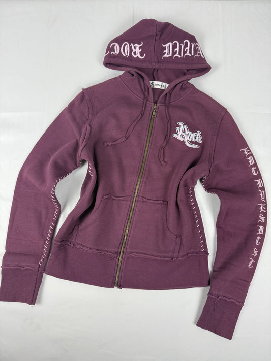 Purple cotton zip up hoodie (S/M)