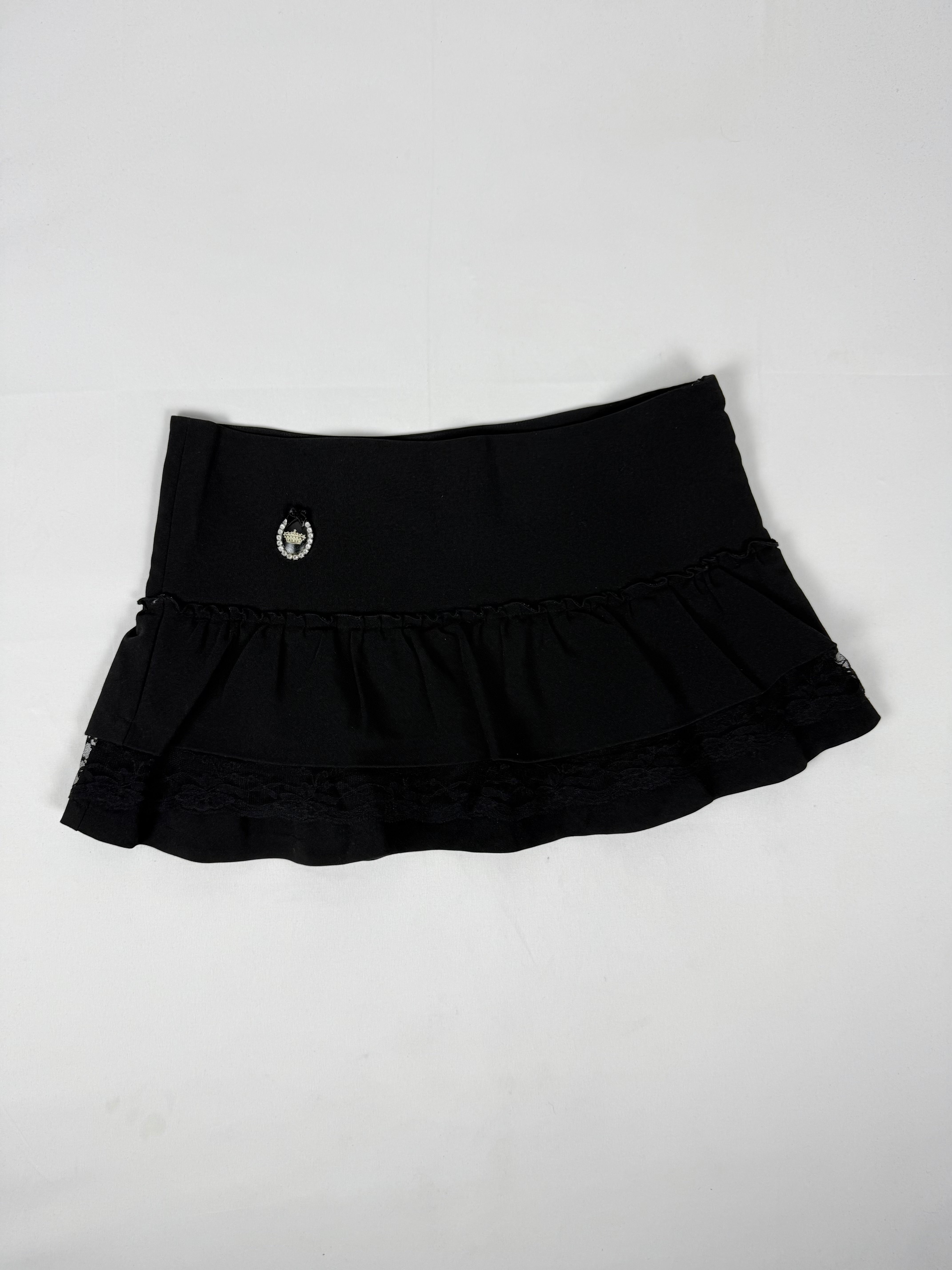 Black pleated low rise mini skirt (M)